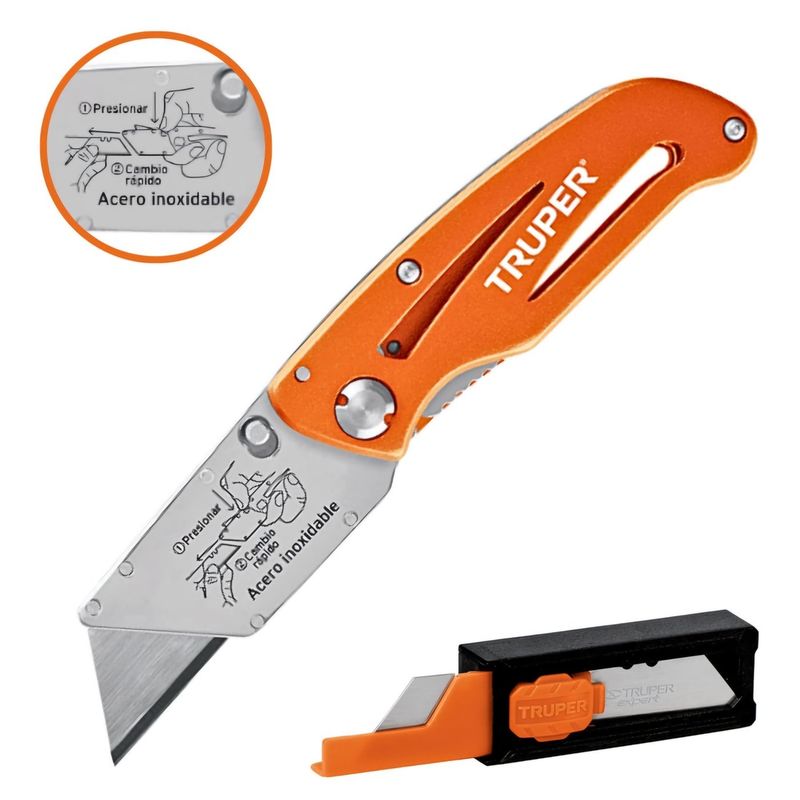 TRUPER - Navaja abatible 6" cuerpo de aluminio y acero inox, 101101 Truper
