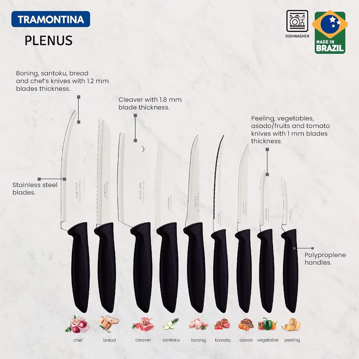 GENERICO - Set de 9 cuchillos Tramontina