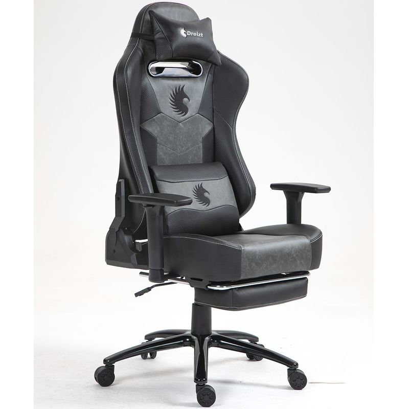 DREIZT - Silla Gamer Dreizt Heroes Negro Premium Reclinable Con Posapies