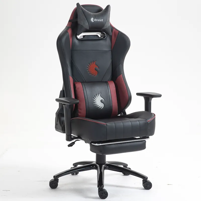 DREIZT - Silla Gamer Dreizt Heroes Rojo Dark Premium Reclinable Con Posapies