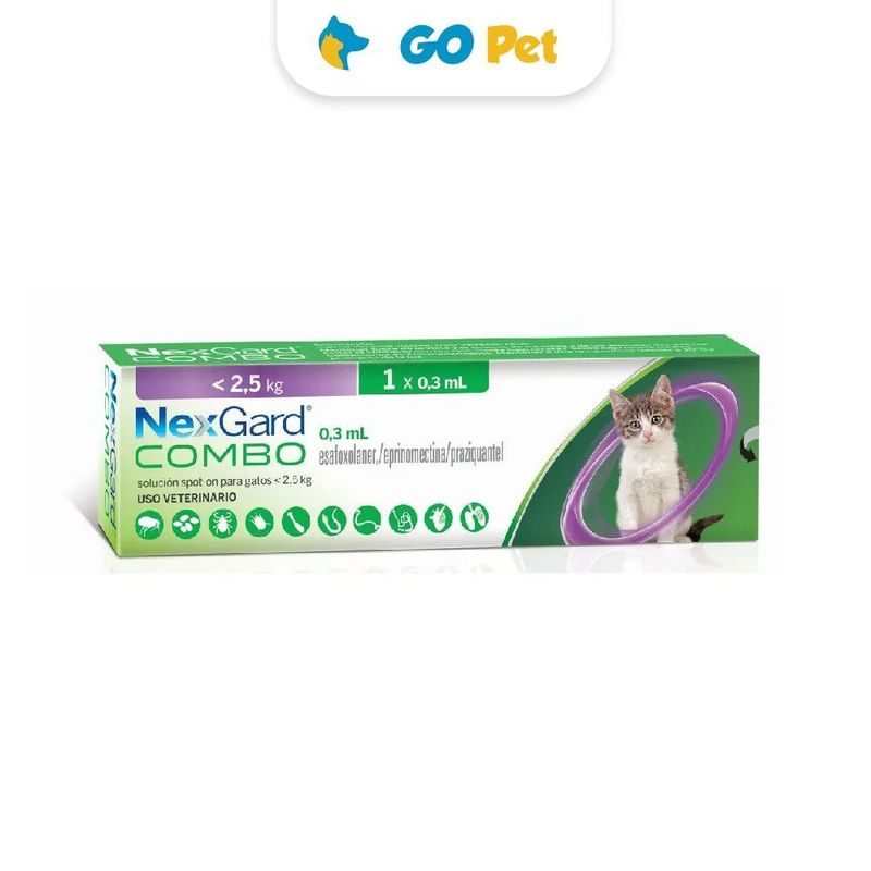 NEXGARD - Antipulgas Nexgard Combo Gato menor a 2.5 Kg x 1 Pipeta.