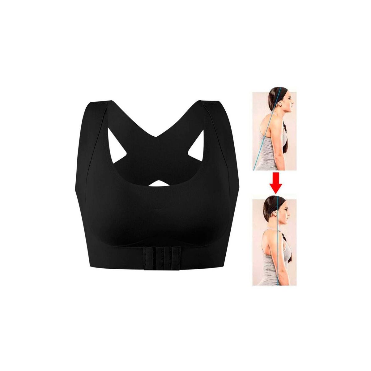 GENERICO - Brasier Sosten Reafirmante Push Up Negro Casual Corrector Deportivo