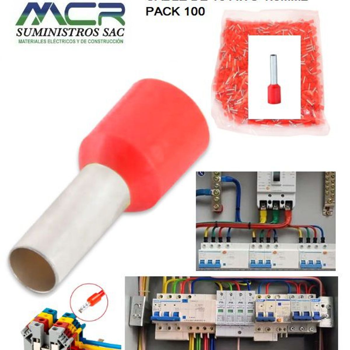 IMPORTADO MC - TERMINAL TUBULAR O CONECTOR PARA CABLES DE 16AWG 15MM2 PACK100UND