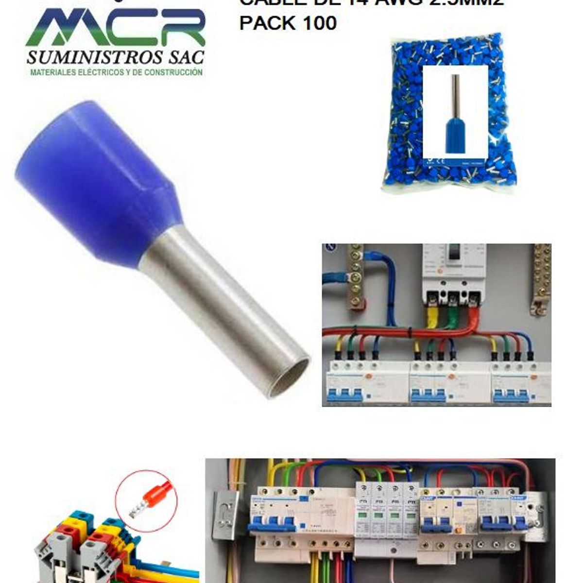 GENERICO - TERMINAL TUBULAR O CONECTOR PARA CABLES DE 14AWG 25MM2 PACK100UND