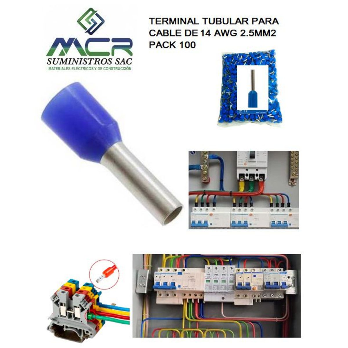 GENERICO - TERMINAL TUBULAR O CONECTOR PARA CABLES DE 14AWG 25MM2 PACK100UND