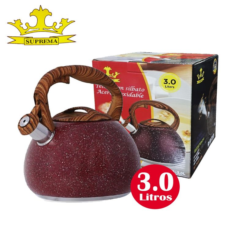Tetera Suprema 3 Litros Granito con Acero Inoxidable 18/10 Rojo ...
