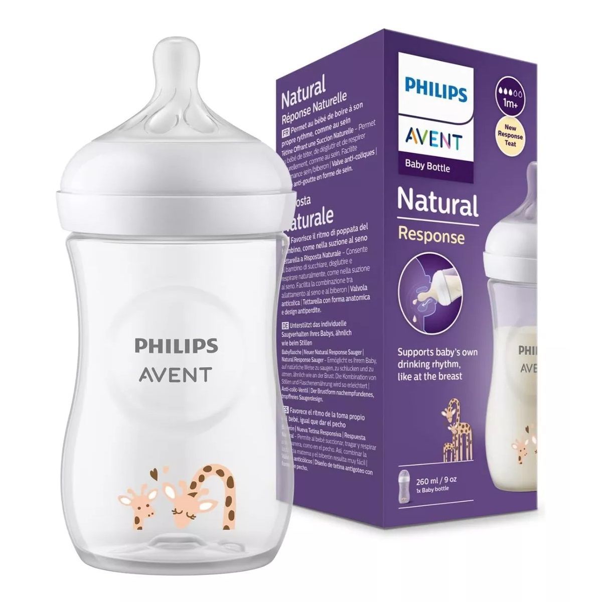 AVENT - Biberon Jirafa Avent Natural 3.0 Anticolico Antigoteo 260 Ml