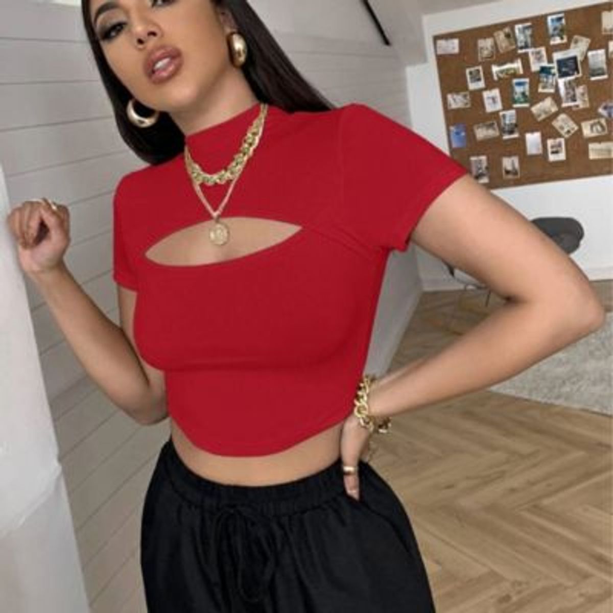 GENERICO - Crop Basic Quero Giorgia French Rojo