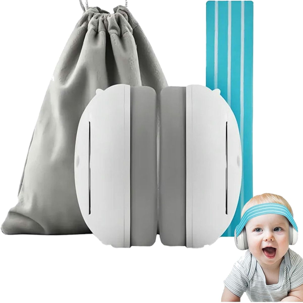 GENERICO - Audifonos Antiruido Orejeras Bebés 1-18 Meses Vincha Ajustable BLANCO-C HomeK