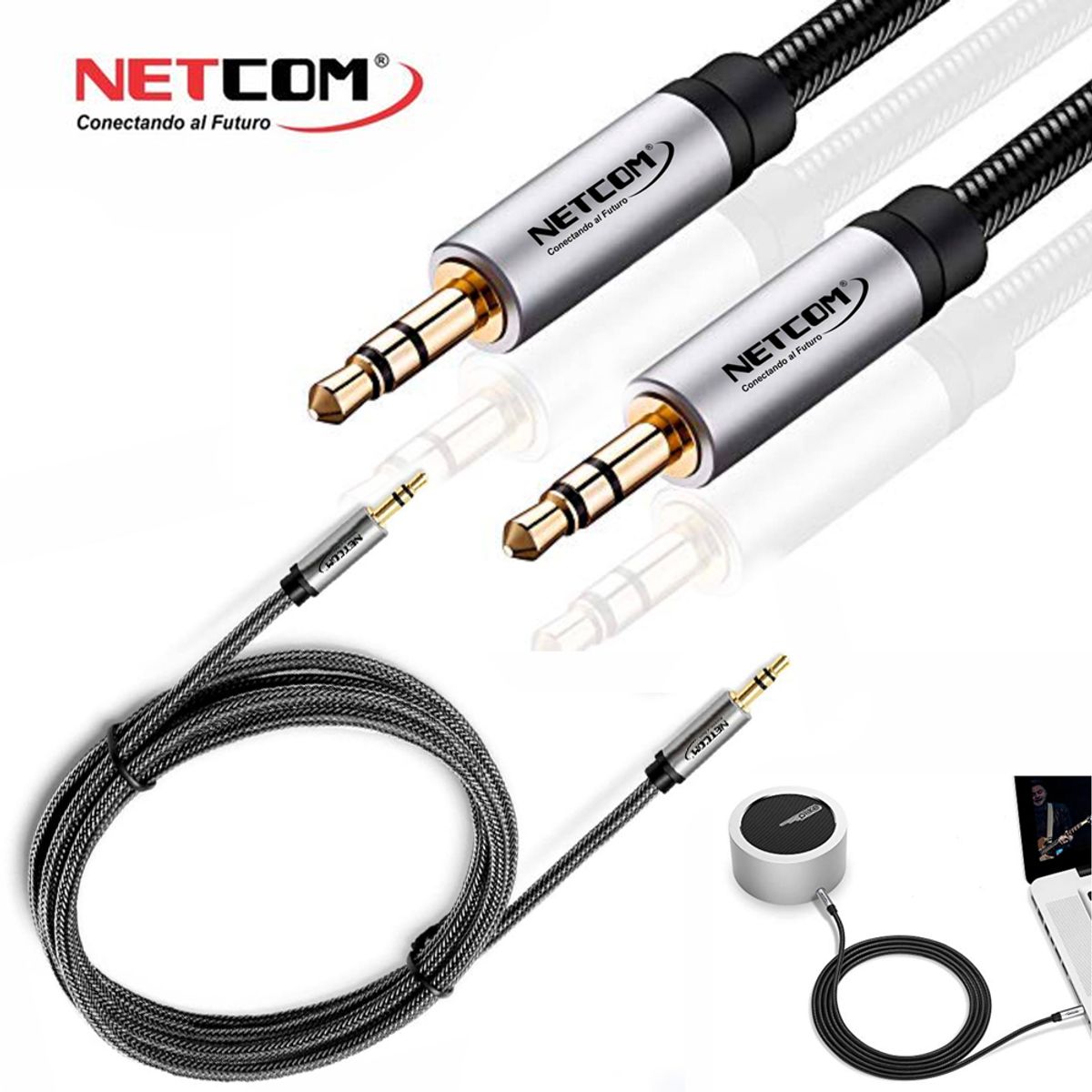 NETCOM - Cable de Audio Plug a Plug 3.5mm TRS de 3 Metros NETCOM