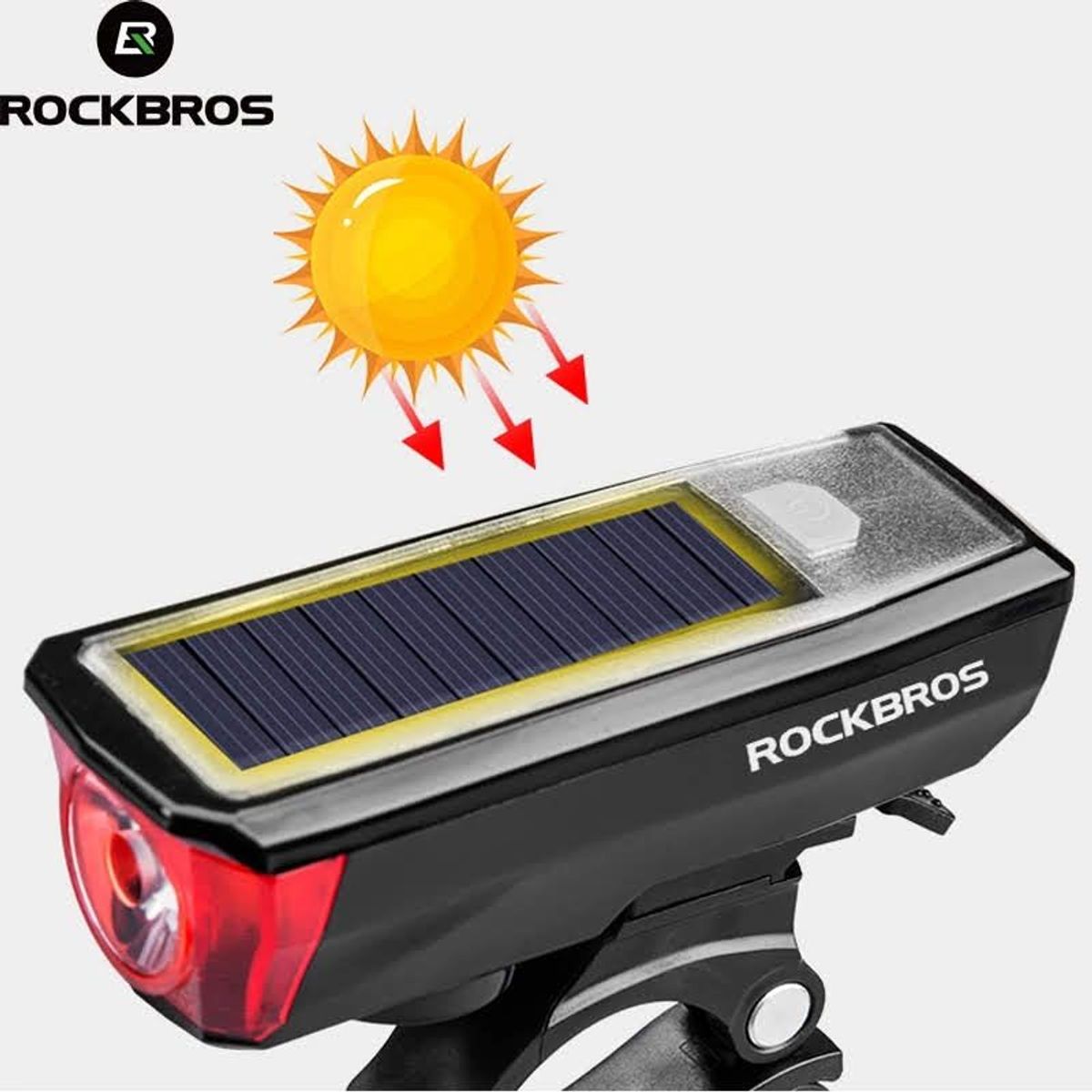 ROCKBROS - luz delantera con bocina para bicicleta - Negro