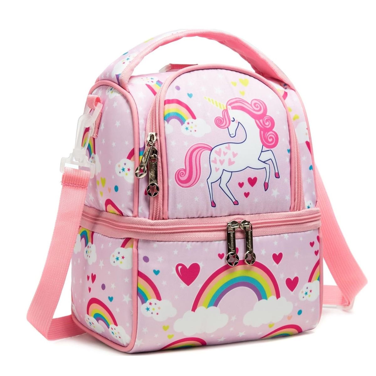 GENERICO - Lonchera térmica doble compartimento diseño Unicornio Rosa