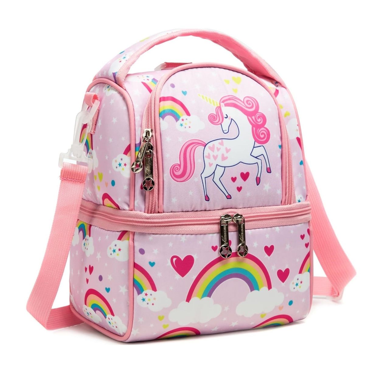 GENERICO - Lonchera térmica doble compartimento diseño Unicornio Rosa