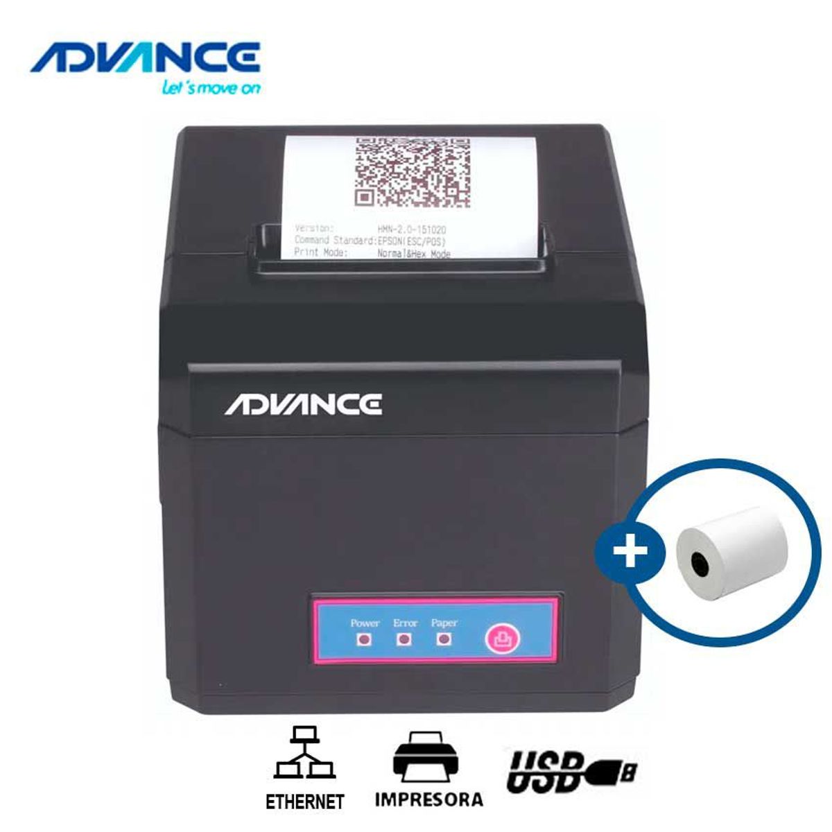ADVANCE - Impresora TERMICO ADVANCE Ethernet  USB Serial Papel 58mm  80mm