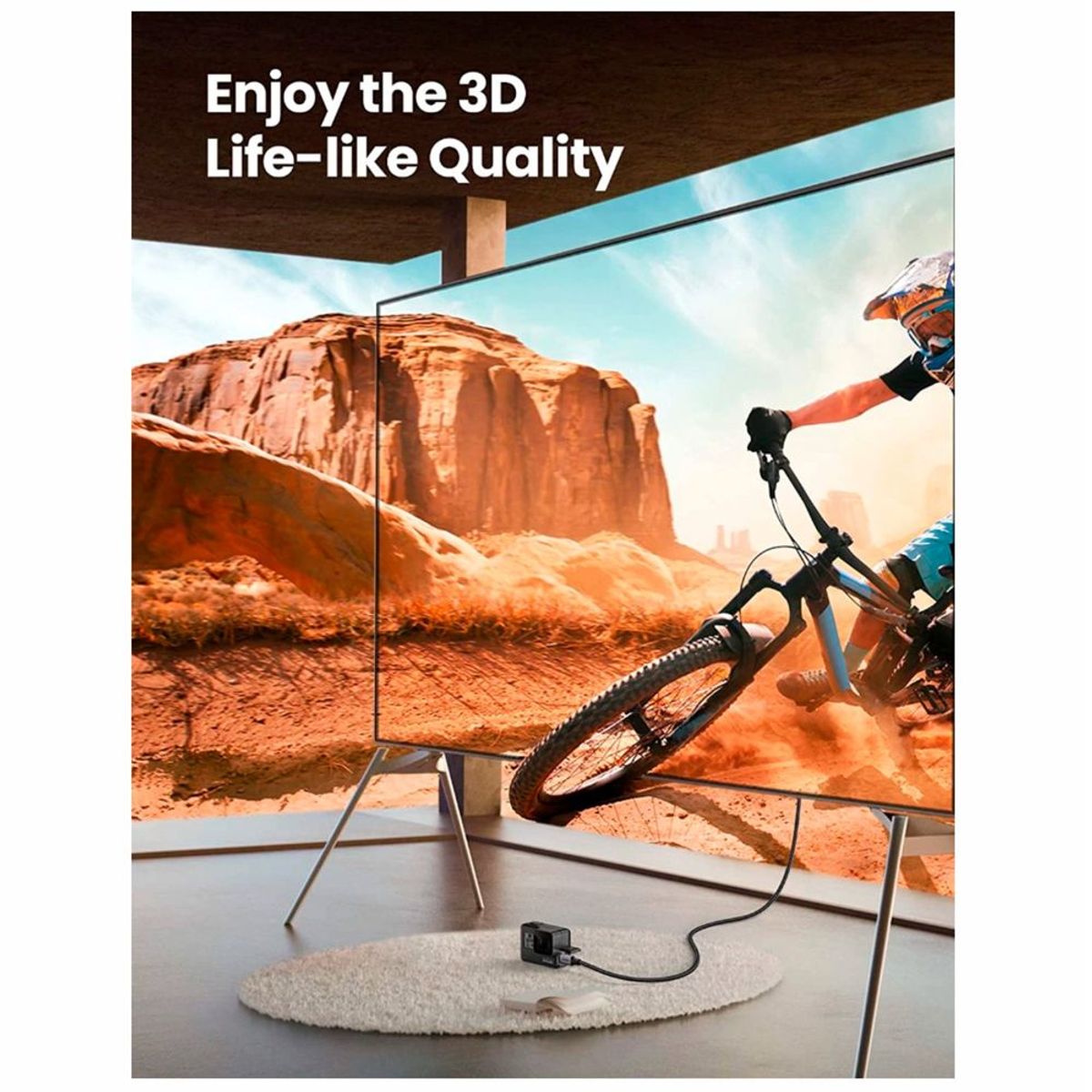 NETCOM - Cable Micro Hdmi a Hdmi 3 Metros NETCOM 2.0 4K 60 Hz ULTRA HD eARC