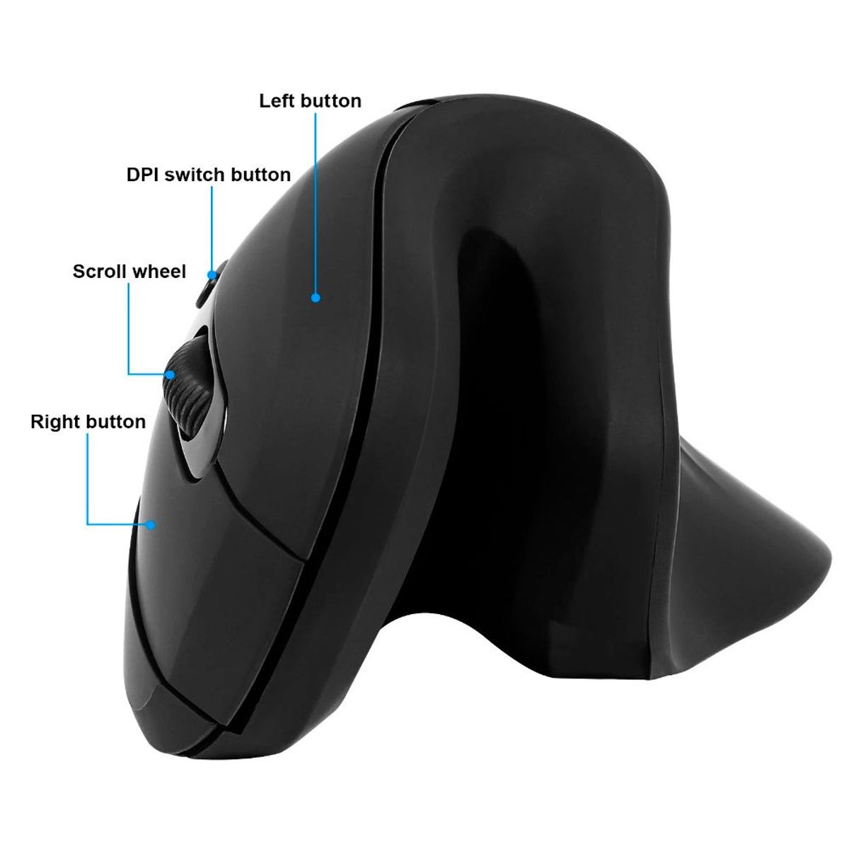 GENERICO - Mouse Ergonómico Vertical Inalambrico 1600 DPI USB 2.4Hz Recargable