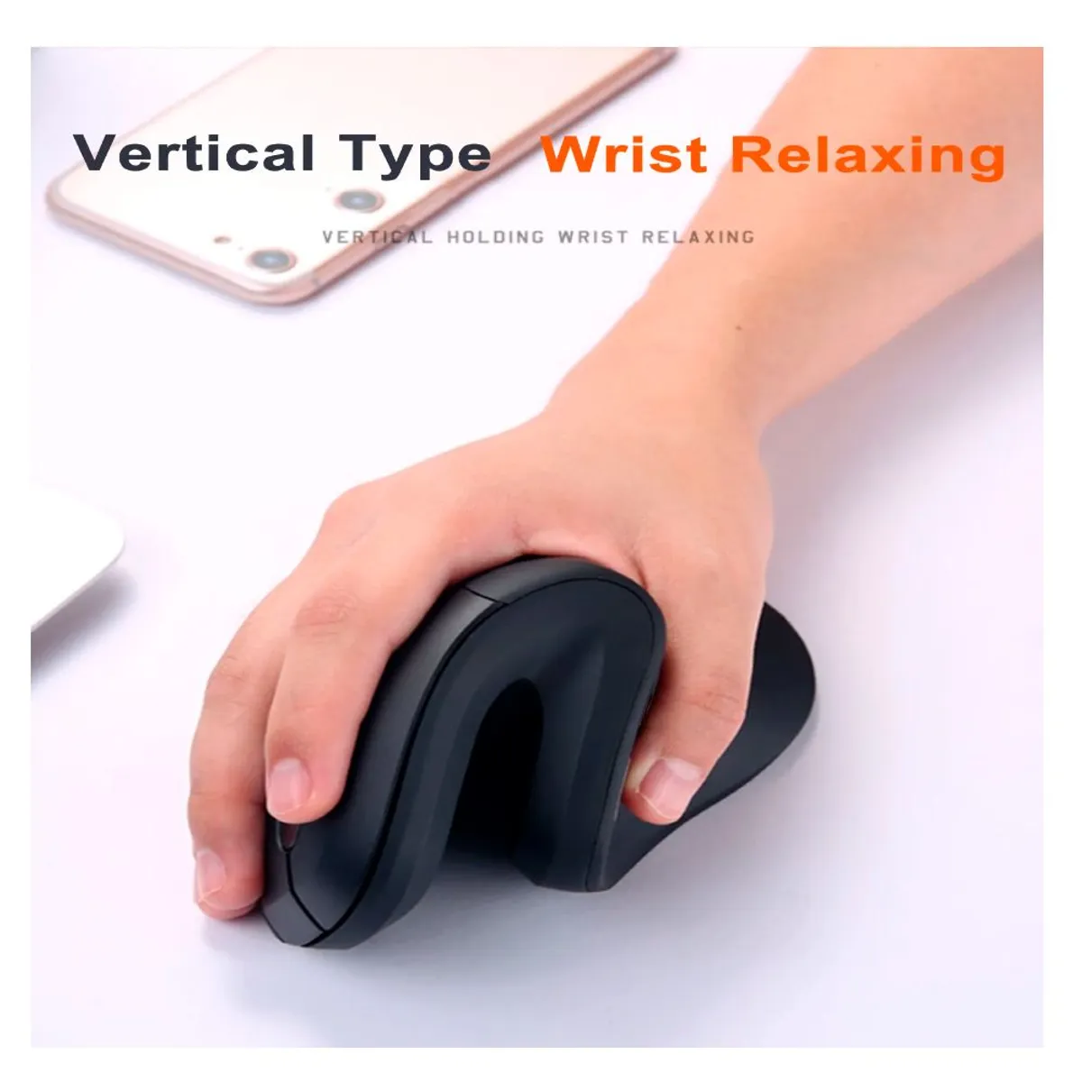 IMPORTADO MC - Mouse Inalambrico Ergonómico Vertical Recargable 1600 DPI USB 2.4Hz