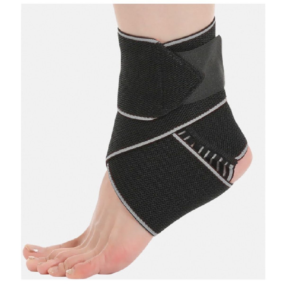 GENERICO - Tobillera compresión Tipo venda 2 unidades - Spandex GRIS