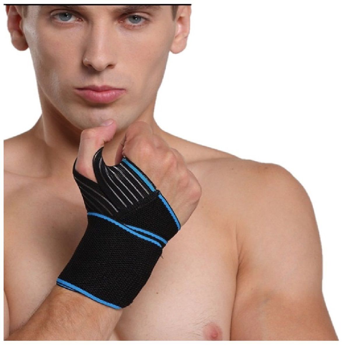 GENERICO - Muñequera con protector del Pulgar agarre profesional - AZUL