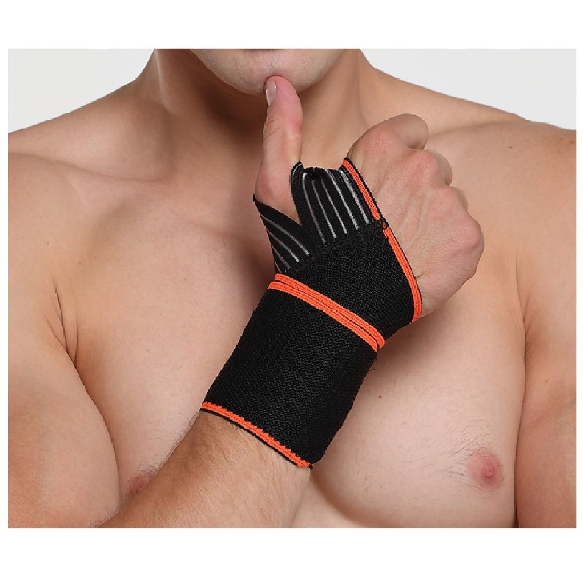 GENERICO - Muñequera con protector del Pulgar agarre profesional - NARANJA