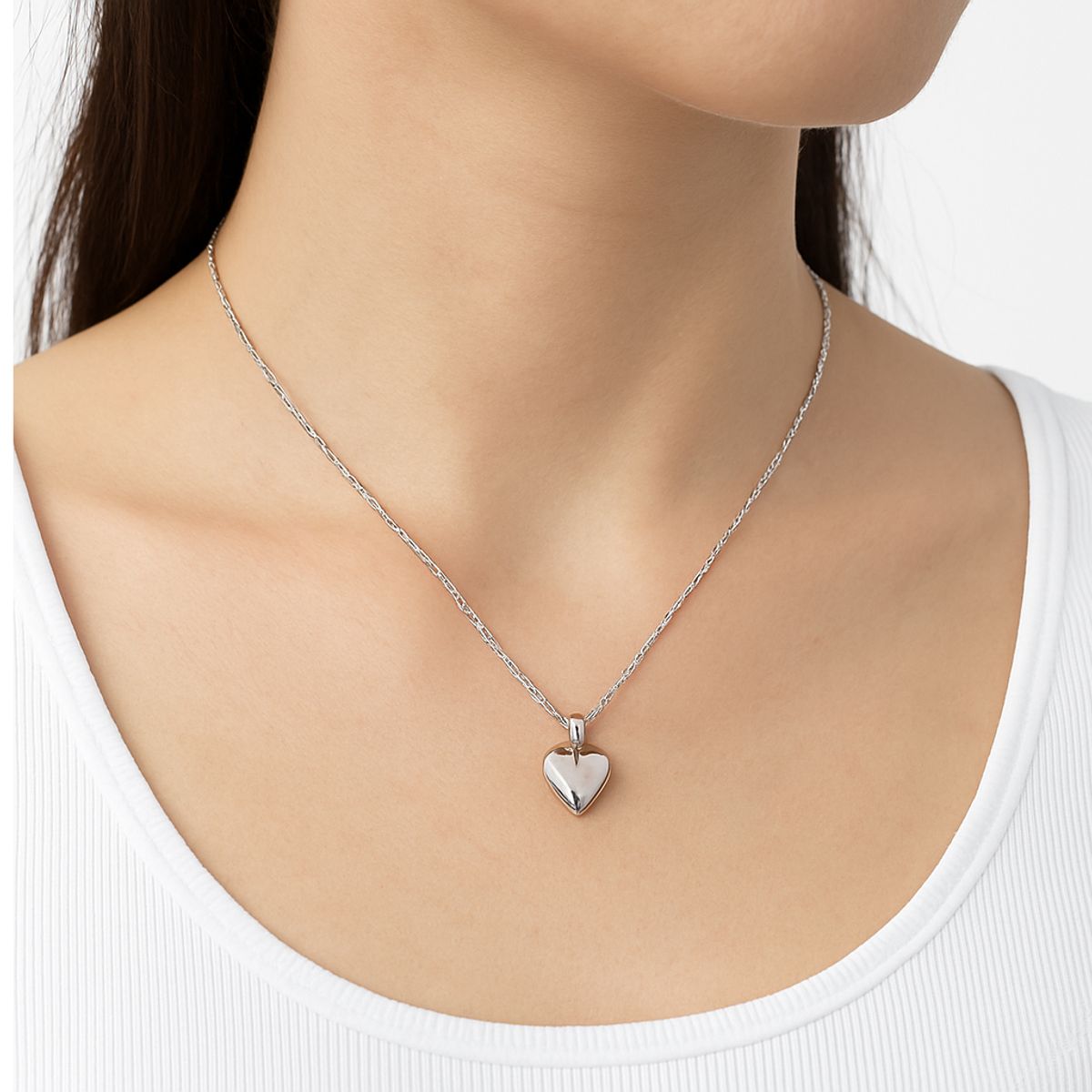 GENERICO - Collar Corazón Dorado Abultado Acero Inoxidable Mujer 18K regalo