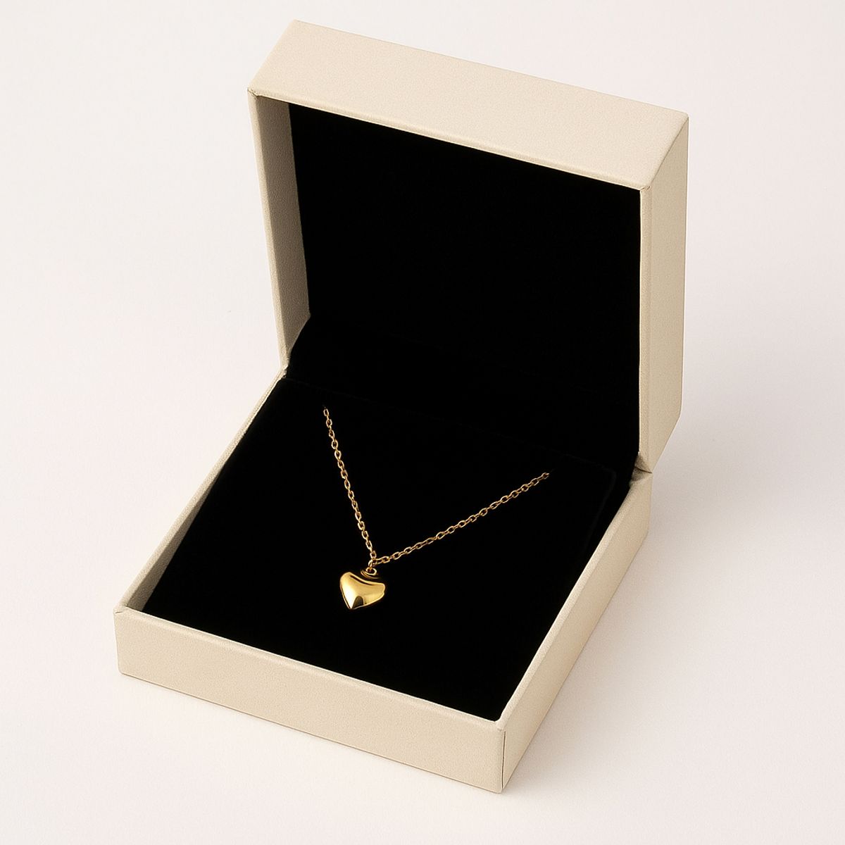 GENERICO - Collar Corazón Dorado Abultado Acero Inoxidable Mujer 18K regalo