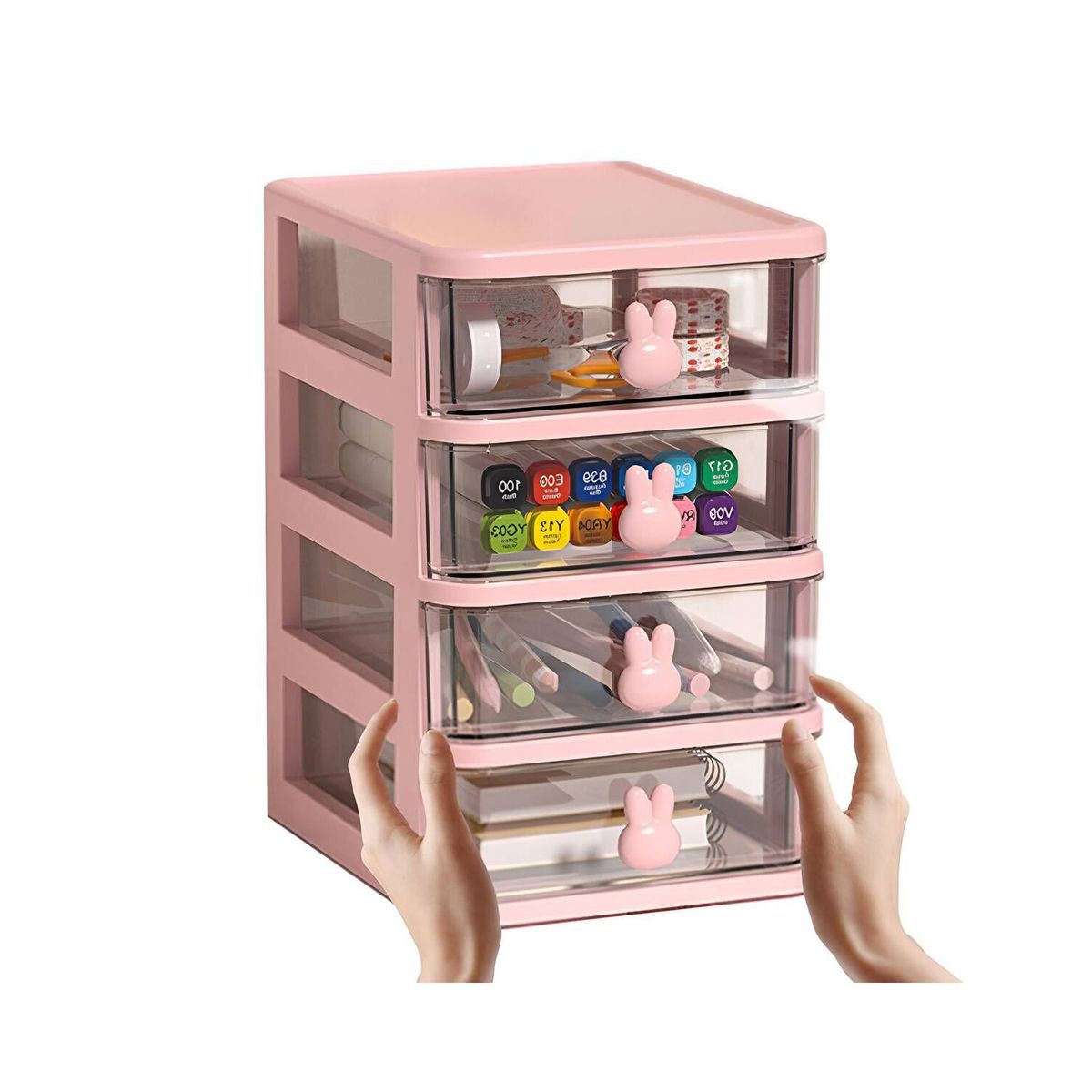 GENERICO - Organizador Multiuso De Escritorio 4 Niveles Rosado