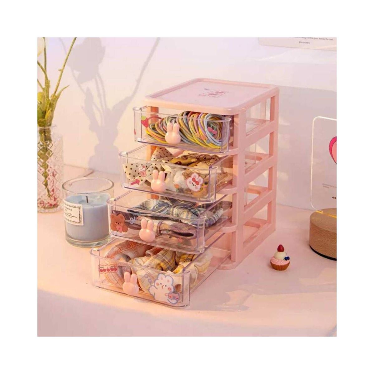 GENERICO - Organizador Multiuso De Escritorio 4 Niveles Rosado