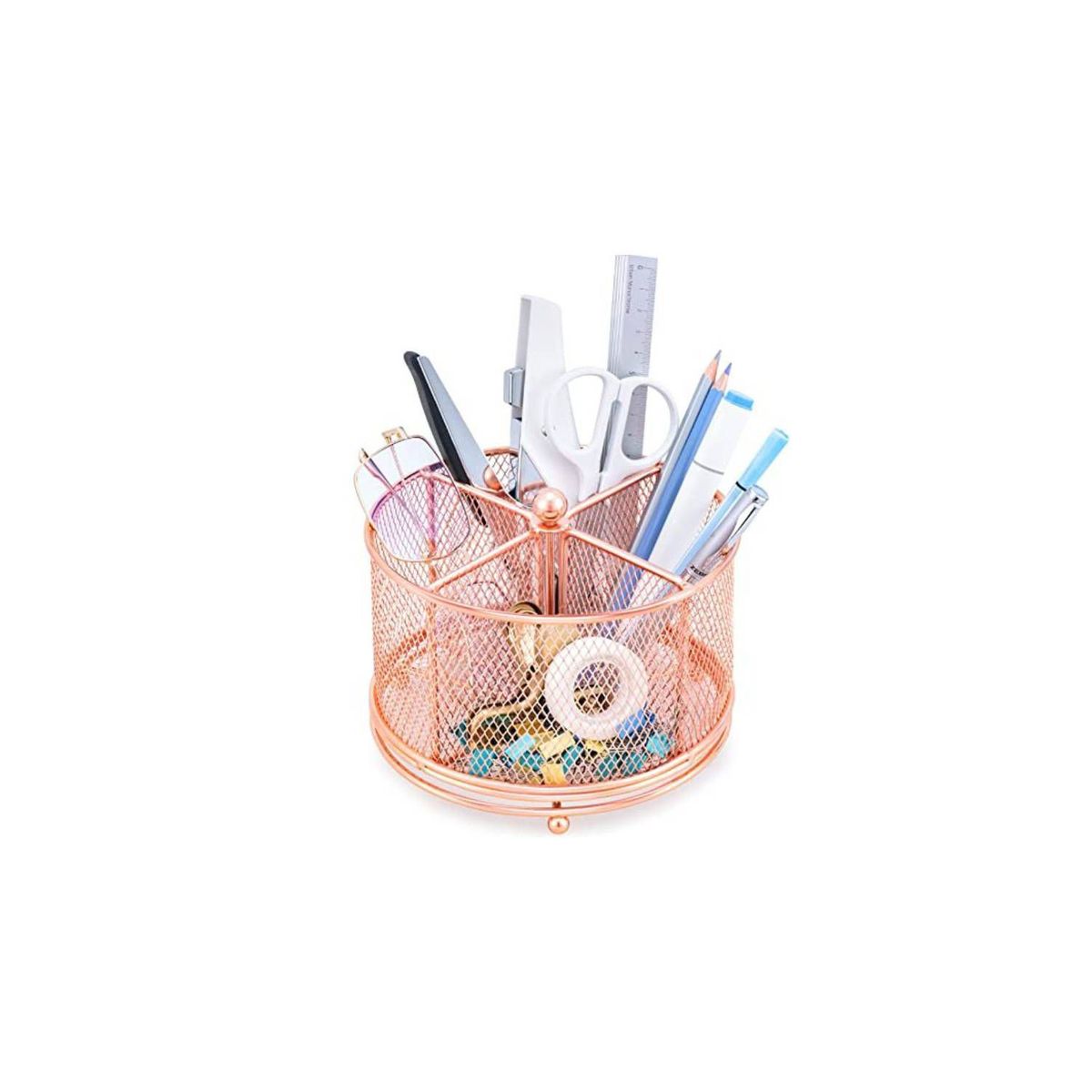 GENERICO - Portalápices giratorio Rose Gold de 4 piezas