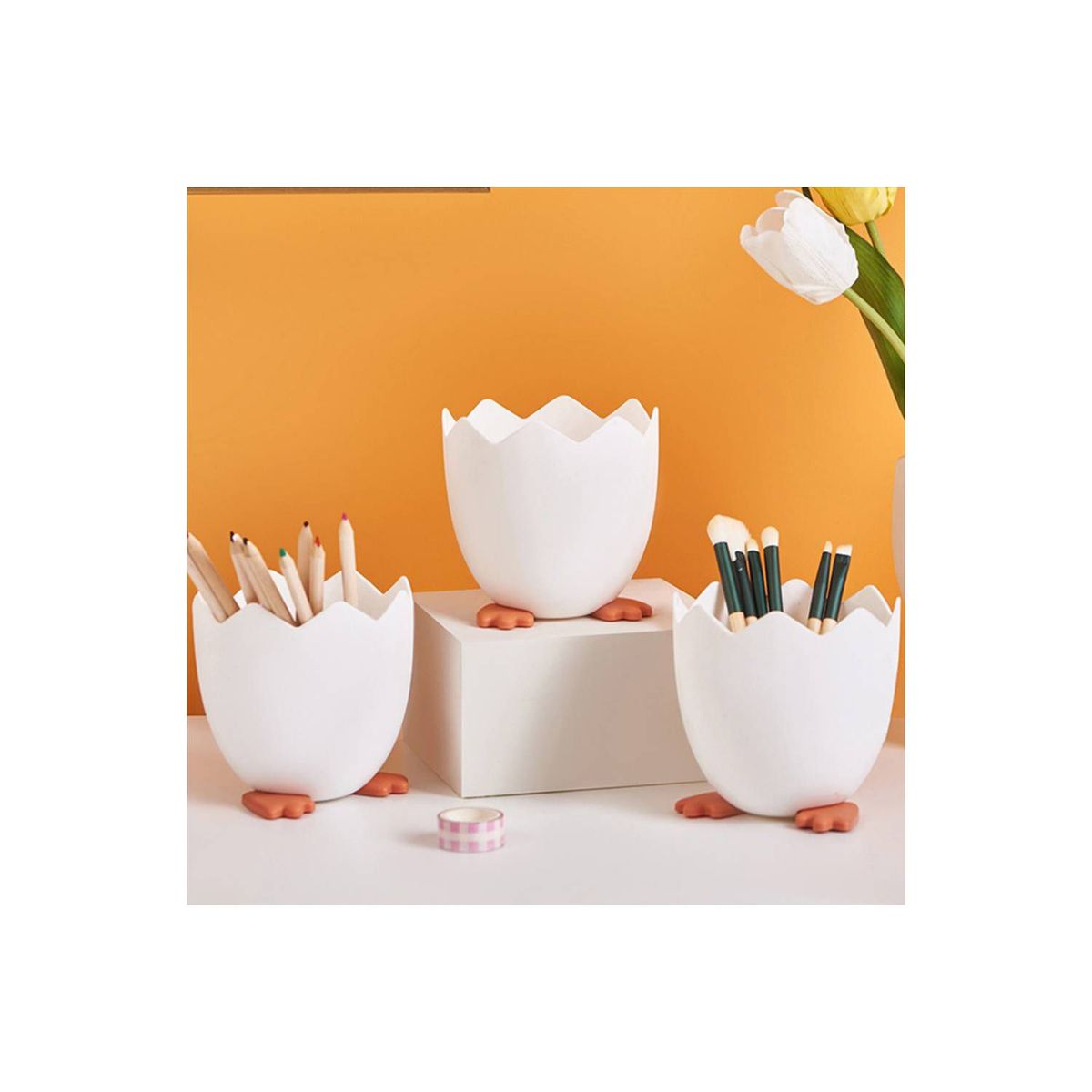 GENERICO - Organizador de Escritorio Oficina Porta Lapicero Huevito