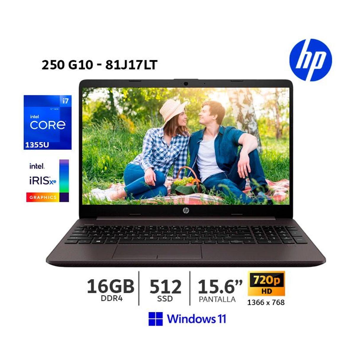 HP - Laptop HP 250 G10 Core i7-1355U/ 512Gb SSD/ 16Gb Ram/ 15.6"/ 81J17LT#ABM