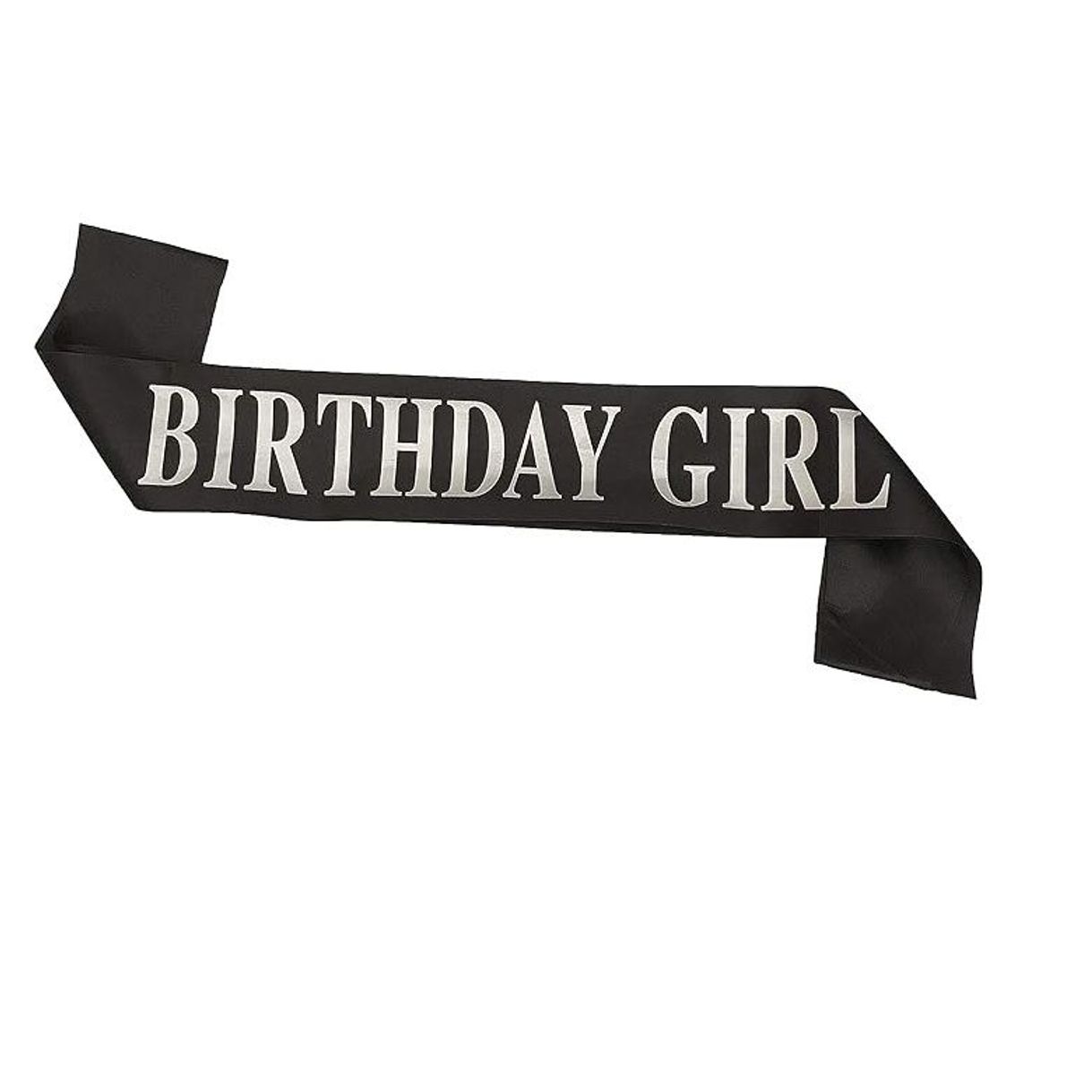 GENERICO - Banda cumpleaños Birthday Girl negro con letras plateadas