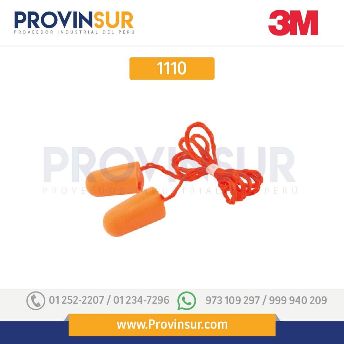 3M - Tapón Desechable 1110 con Cordón 29dB x12 Unidades