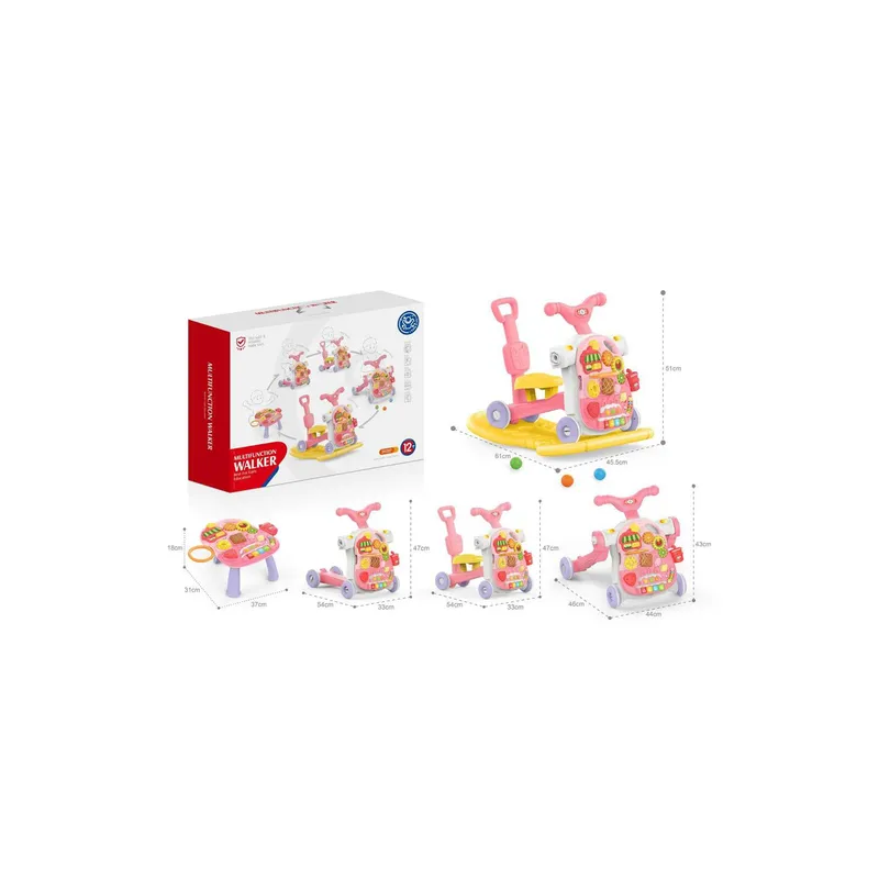 HUANGER - CAMINADOR MULTIFUNCIONAL  PARA BEBE 5 EN 1 ROSADO