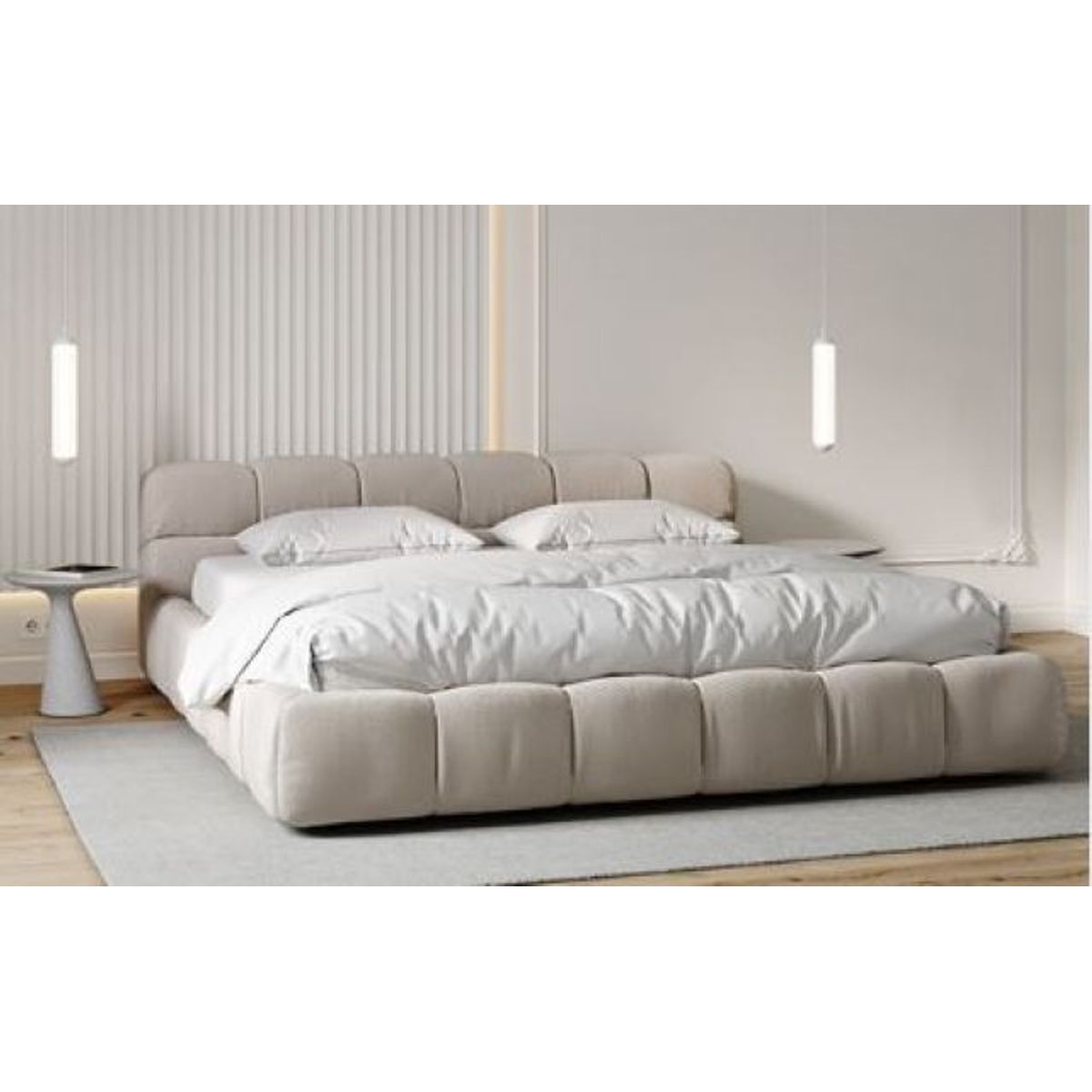 GENERICO - Cama Box Tarima + Cabecera Zola Beige Queen