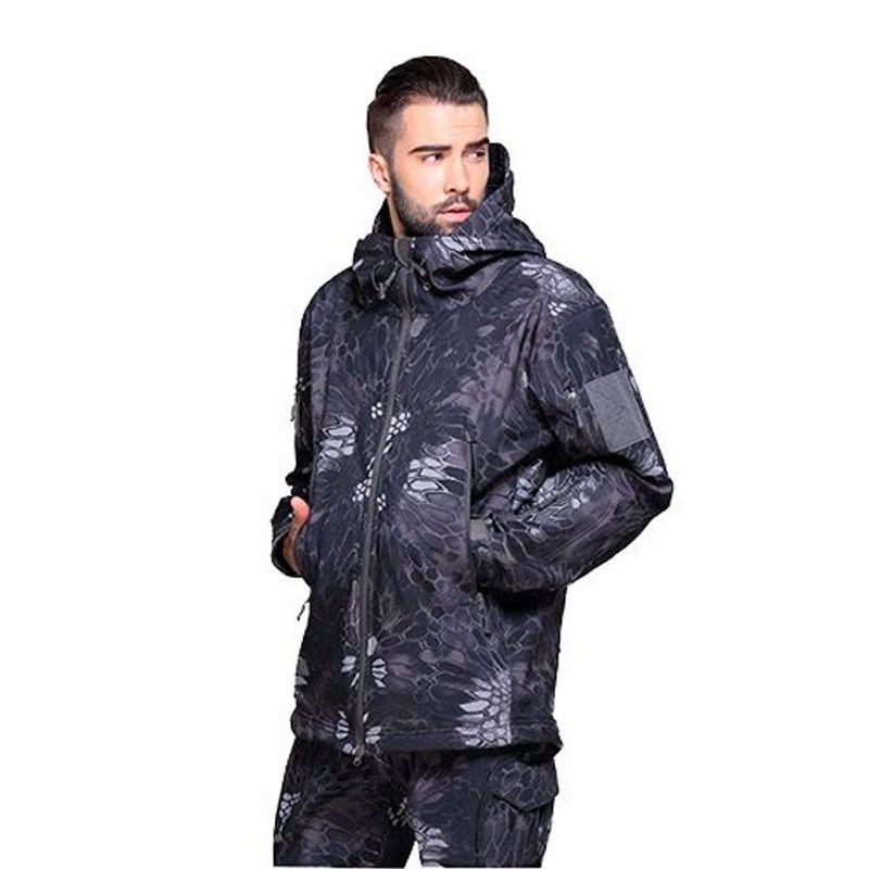 GENERICO - Chaqueta Tactica Casaca Piel De Tiburon Camping Invierno Camuflada Negro  L