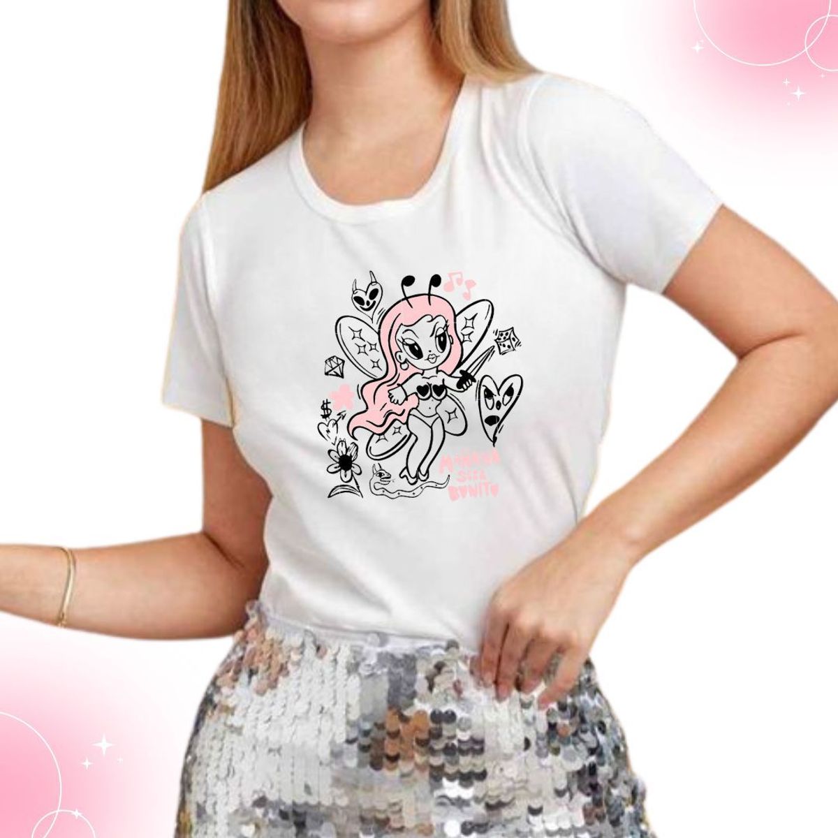 GENERICO - Polos Karol G Algodon Blanco Angel - Tallas desde 16 hasta XL