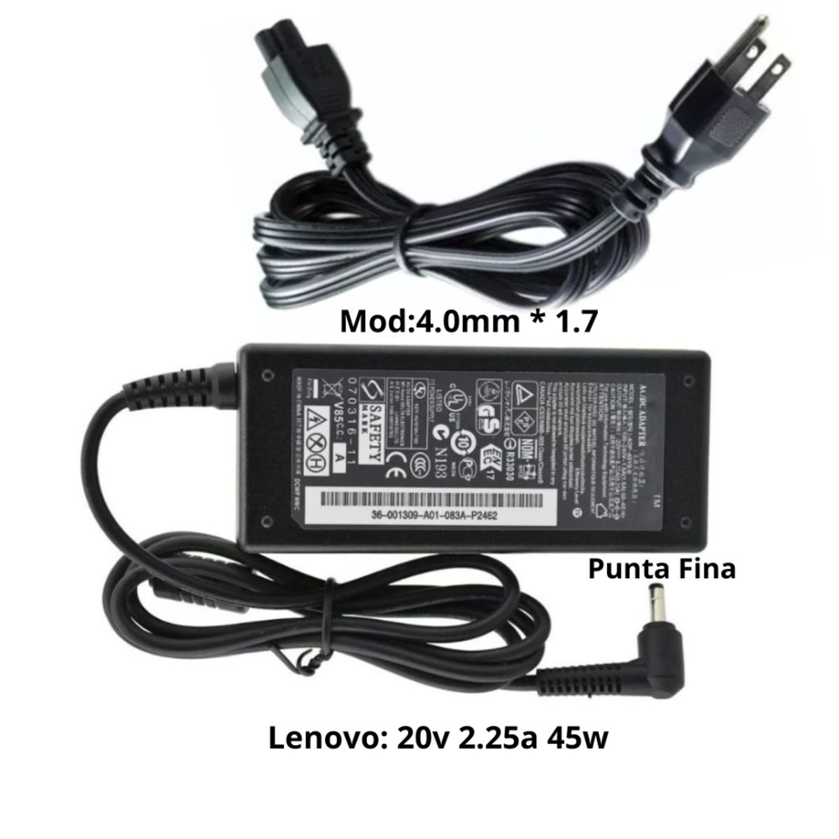 GENERICO - Cargador Para Laptop Compatible Con Lenovo- 20v 3-25A pf