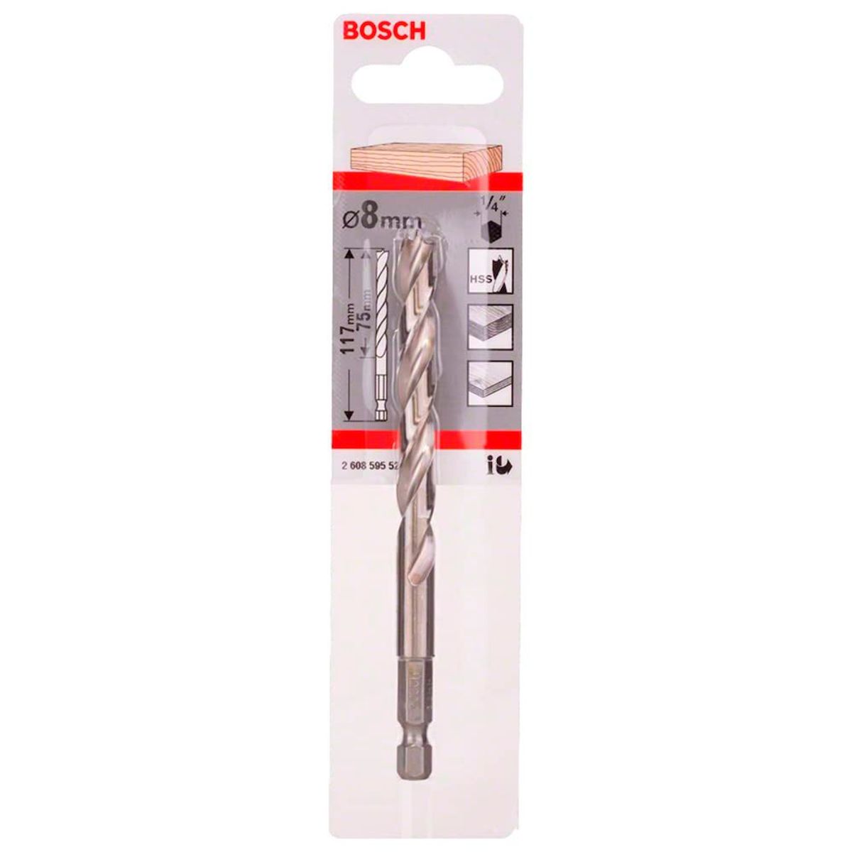 BOSCH - Vástago Hexagonal PMadera 8mm