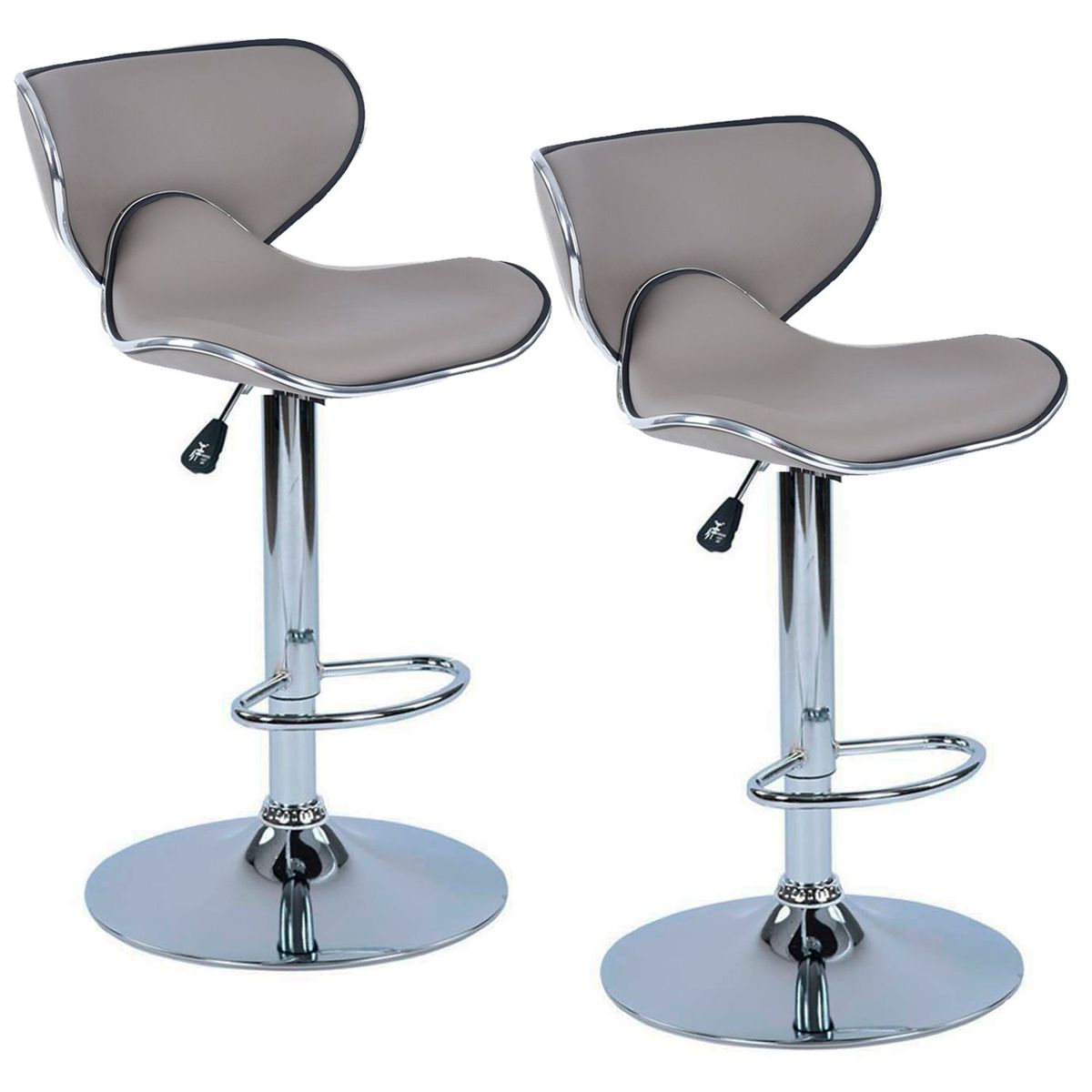 NOVAHUS - Set x 2 Bancos de Bar Altura Ajustable Gris