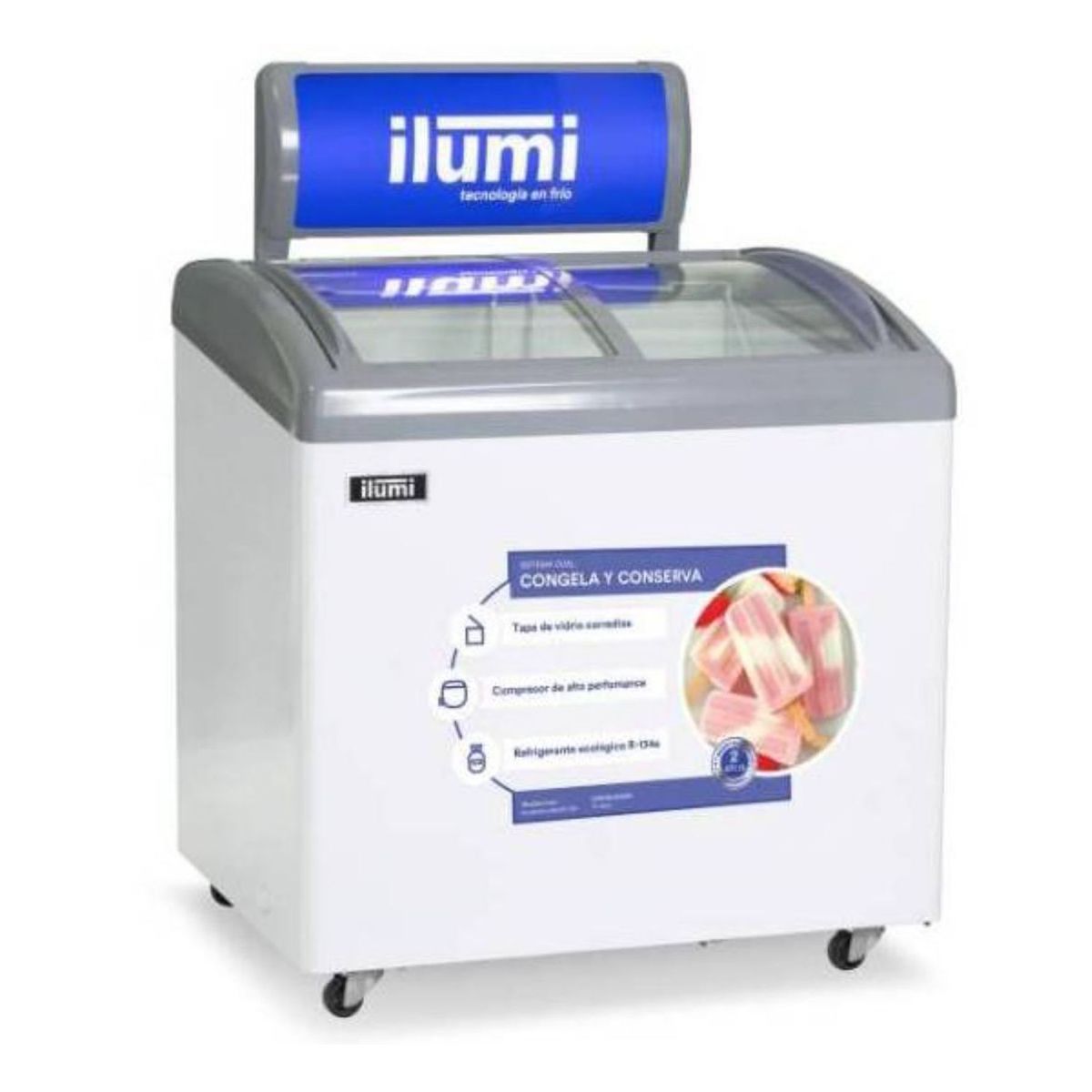 ILUMI - Congelador Ilumi TF-1600 con Tapa de Vidrio De 160 L