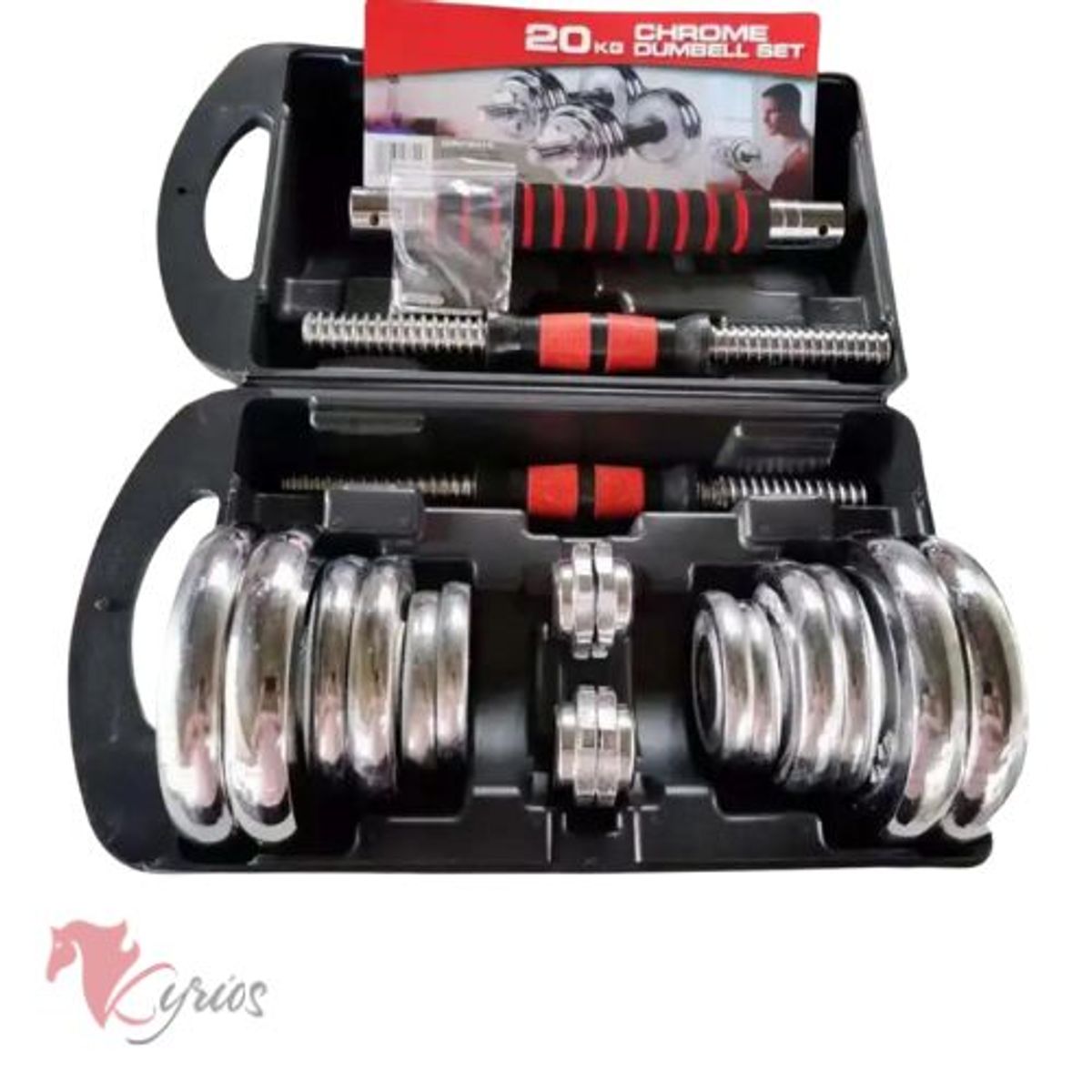 GENERICO - Set De Mancuerna Cromada Acolchada De 20 KG