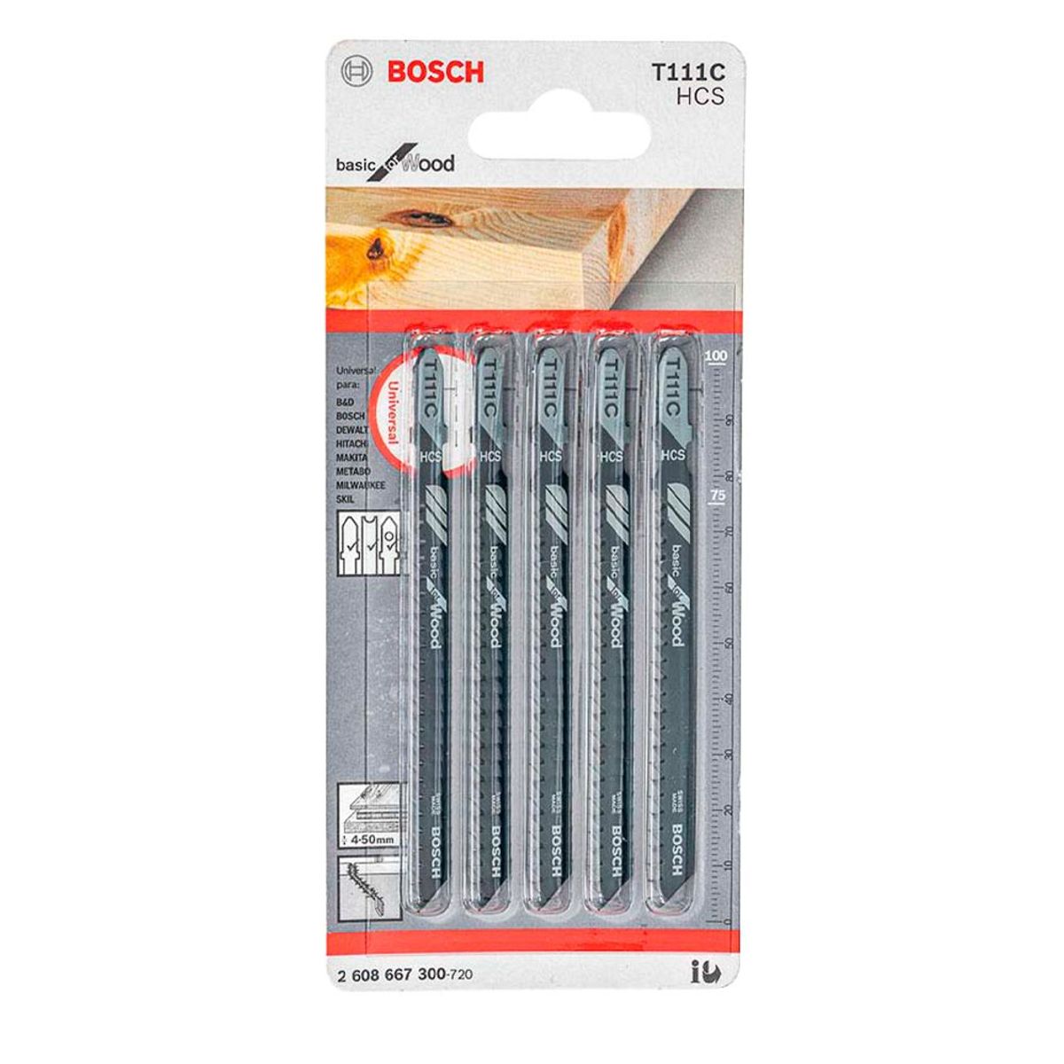 BOSCH - Sierra Calar Bosch T111Cx5 HCS Recto Grueso Básico Madera