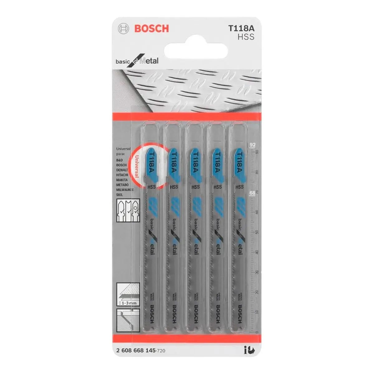 BOSCH - Sierra Calar Bosch T118Ax5 HSS Recto Fino Básico Metal