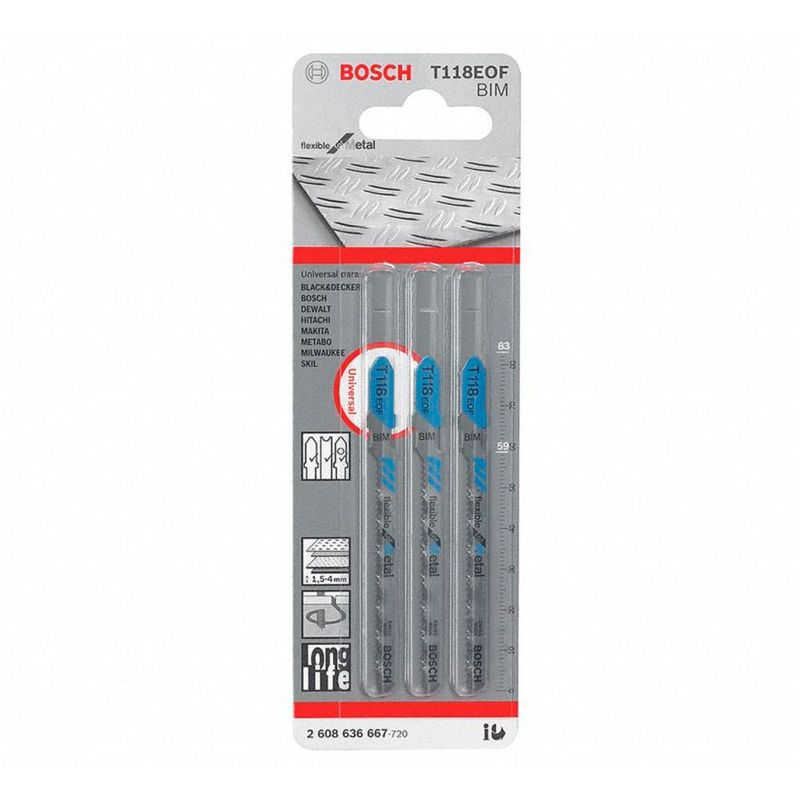 BOSCH - Hoja Caladora T118EOF X3 BIM Curvo Fino Flexible Metal