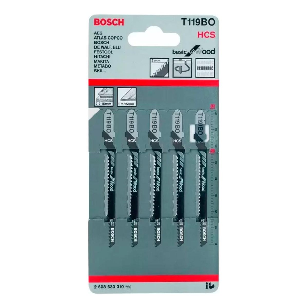 BOSCH - Sierra Calar Bosch T119BOx5 HSS Curvo Fino Básico Madera