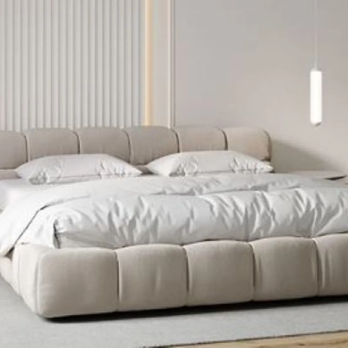 GENERICO - Cama Box Tarima + Cabecera Zola Beige 2 plazas
