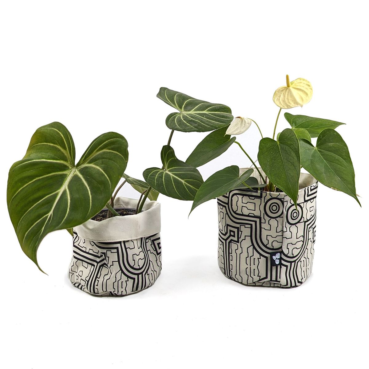 UN CUARTO VERDE - Porta Maceta de Tela Grande Trazos Canasto de macetas y plantas 20cm