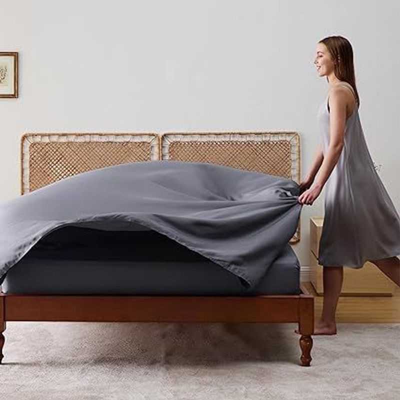 GENERICO - Sabanas De Algodón Bramante plomo plaza y media