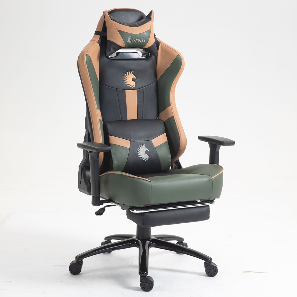 GENERICO - Silla Gamer Dreizt Heroes Verde Land Premium Reclinable Con Posapies
